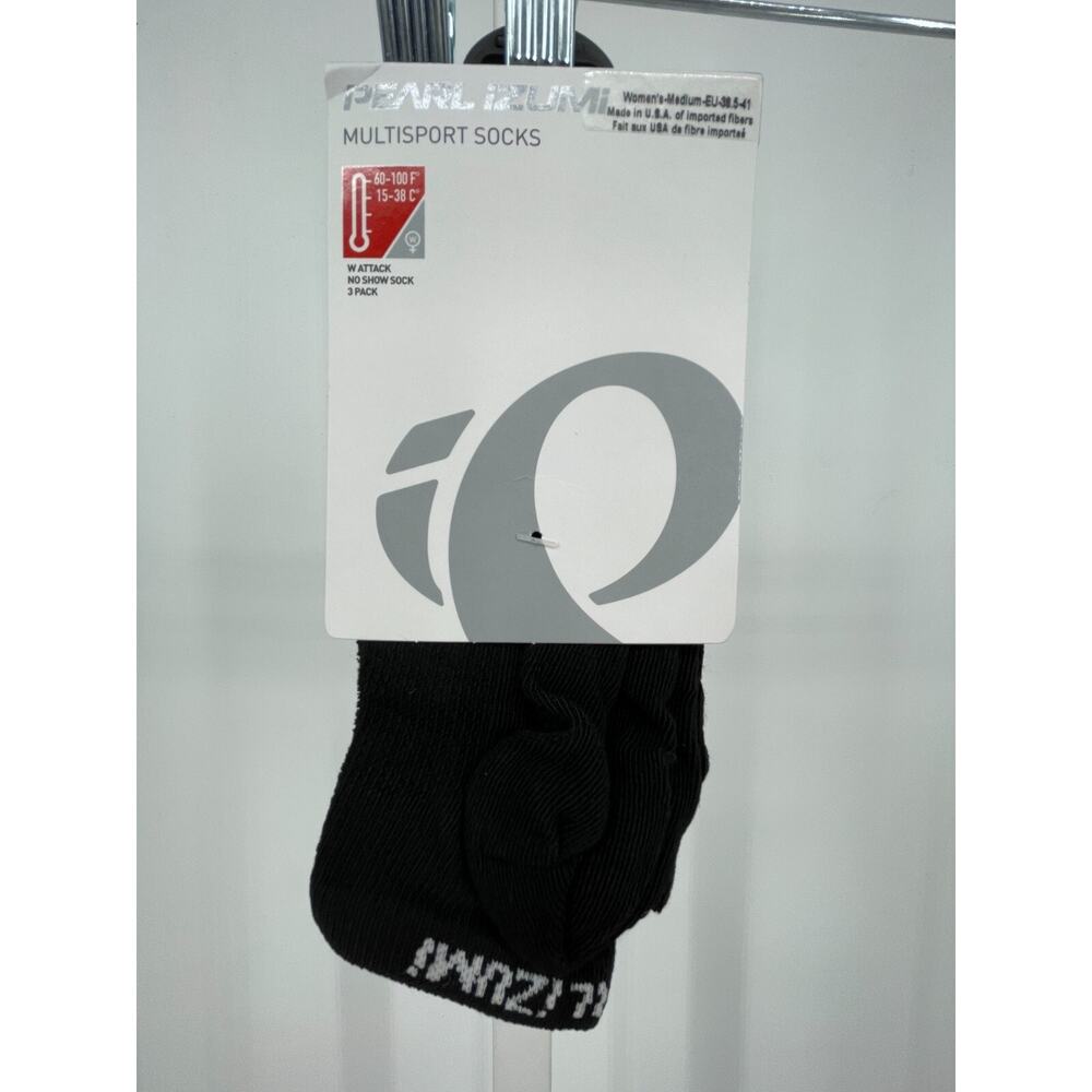 Pearl Izumi Womens Attack No Show Socks M Black Quick Dry Made in USA 14251705